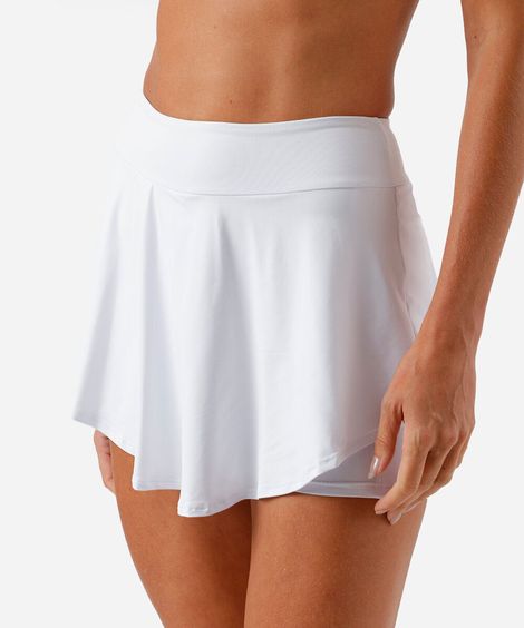 Short saia feminina com pregas ace branco