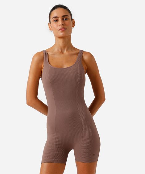 macaquinho feminino esportivo com compressão marrom