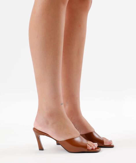 tamanco salto alto fachete oneself marrom