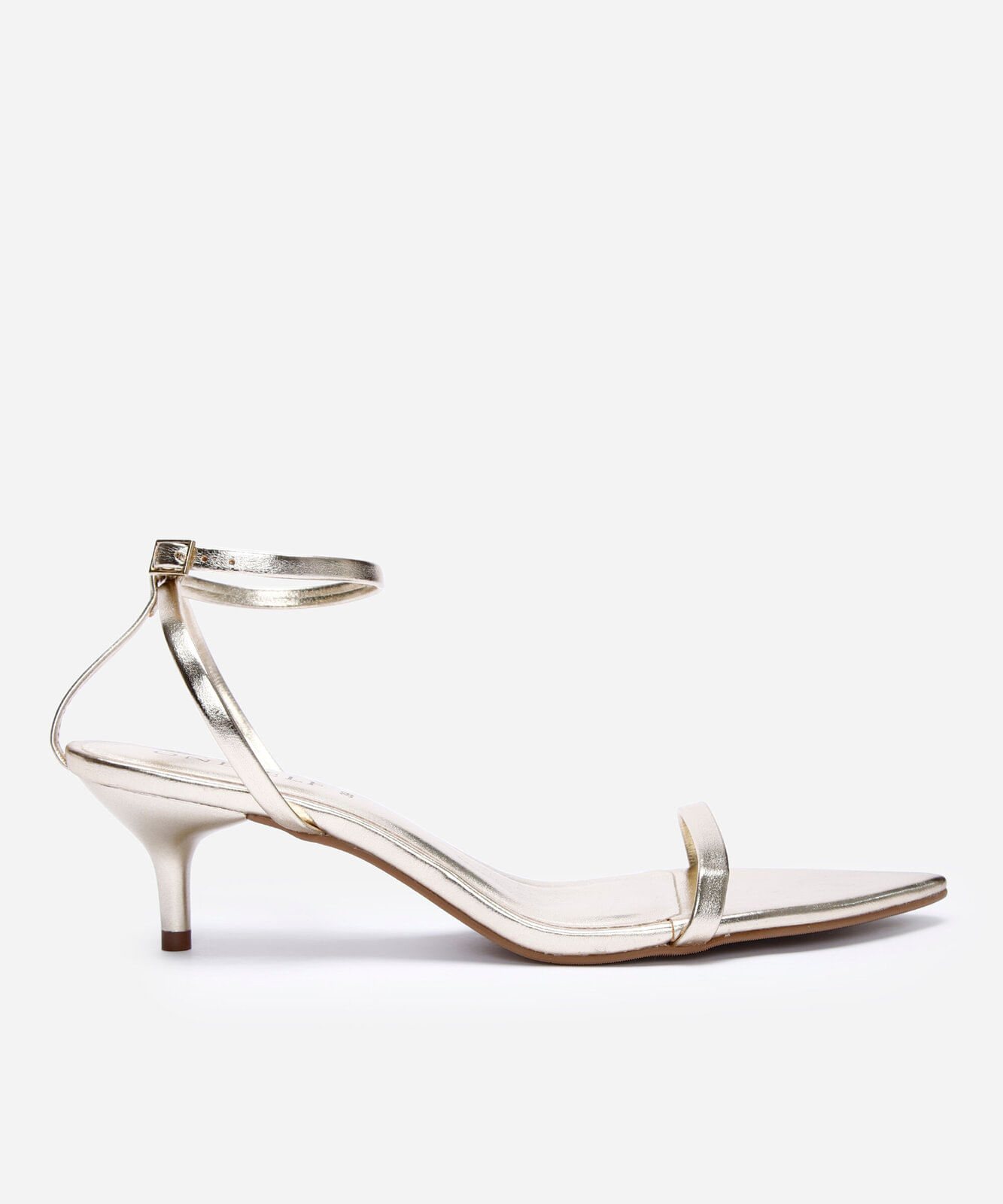 sandália feminina salto kitten heel oneself dourada