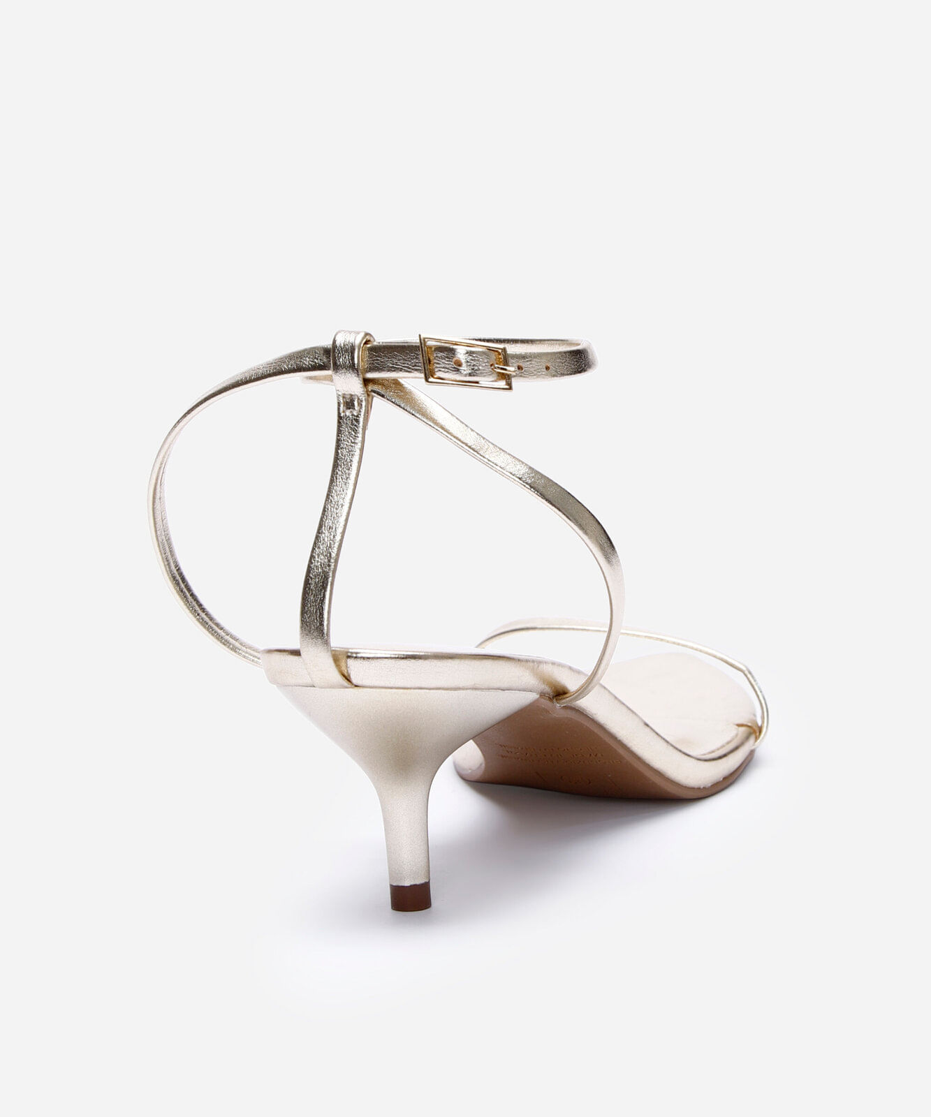 sandália feminina salto kitten heel oneself dourada