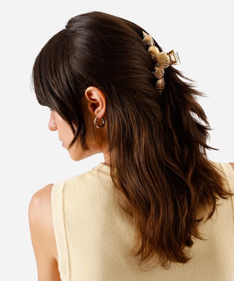 presilha para cabelo de conchas dourada