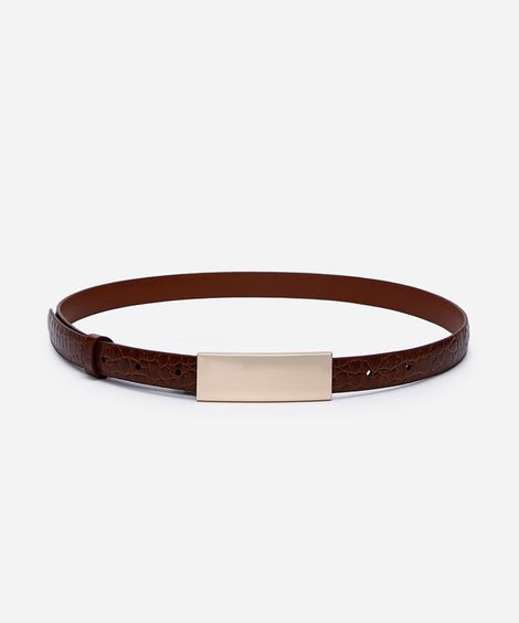cinto feminino vernizado fivela retangular marrom