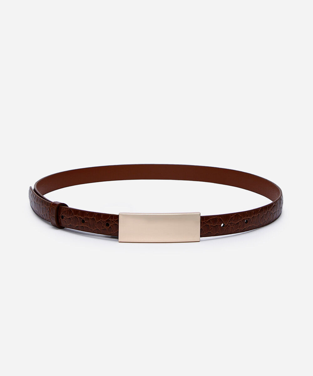 cinto feminino vernizado fivela retangular marrom