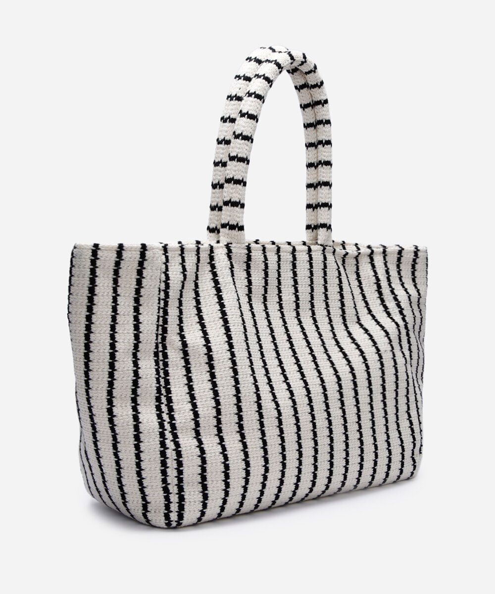 bolsa feminina tote listras off white