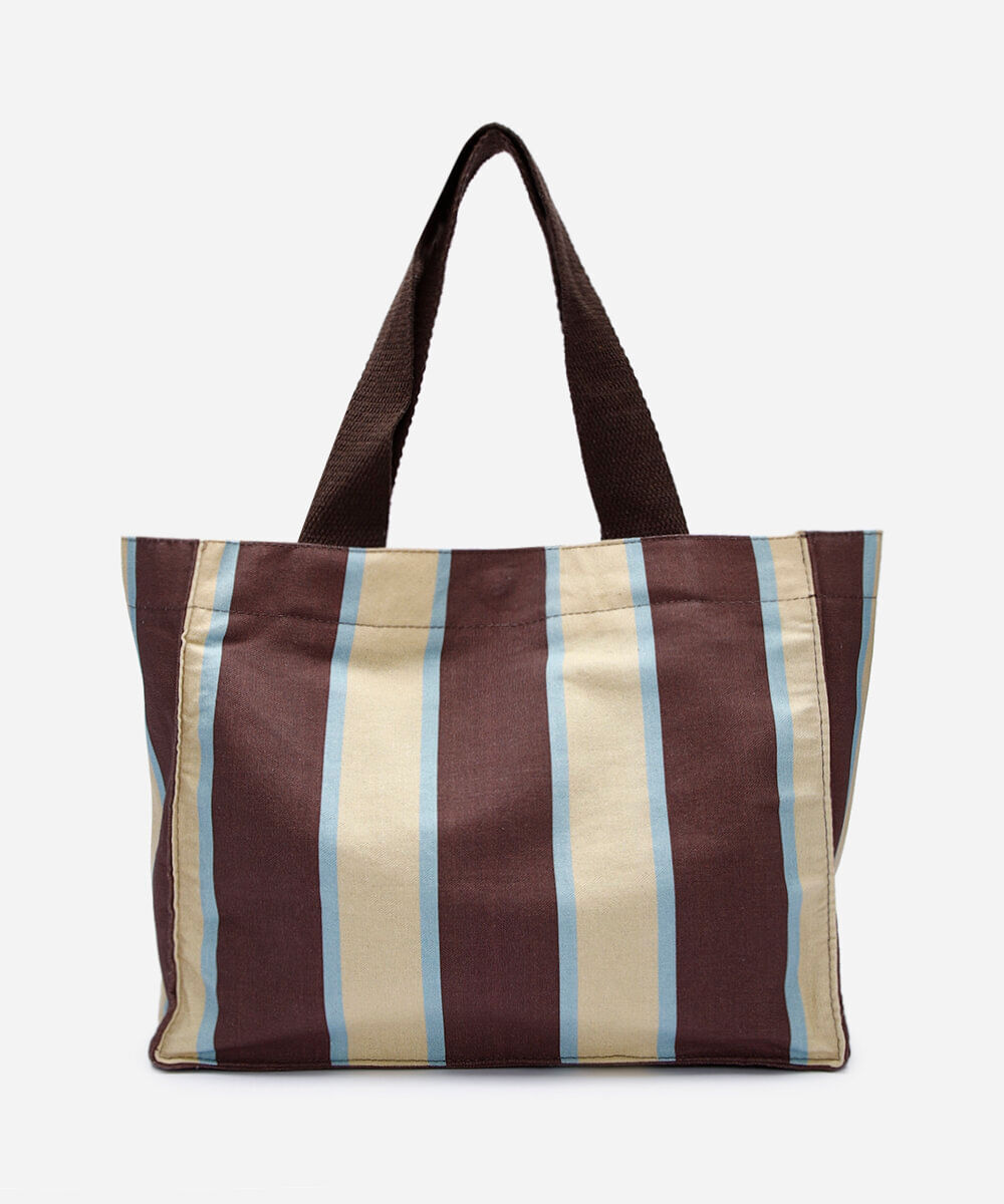 bolsa tote de lona estampada - marrom