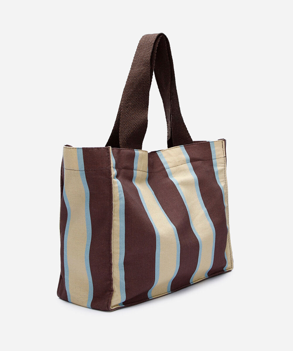 bolsa tote de lona estampada - marrom