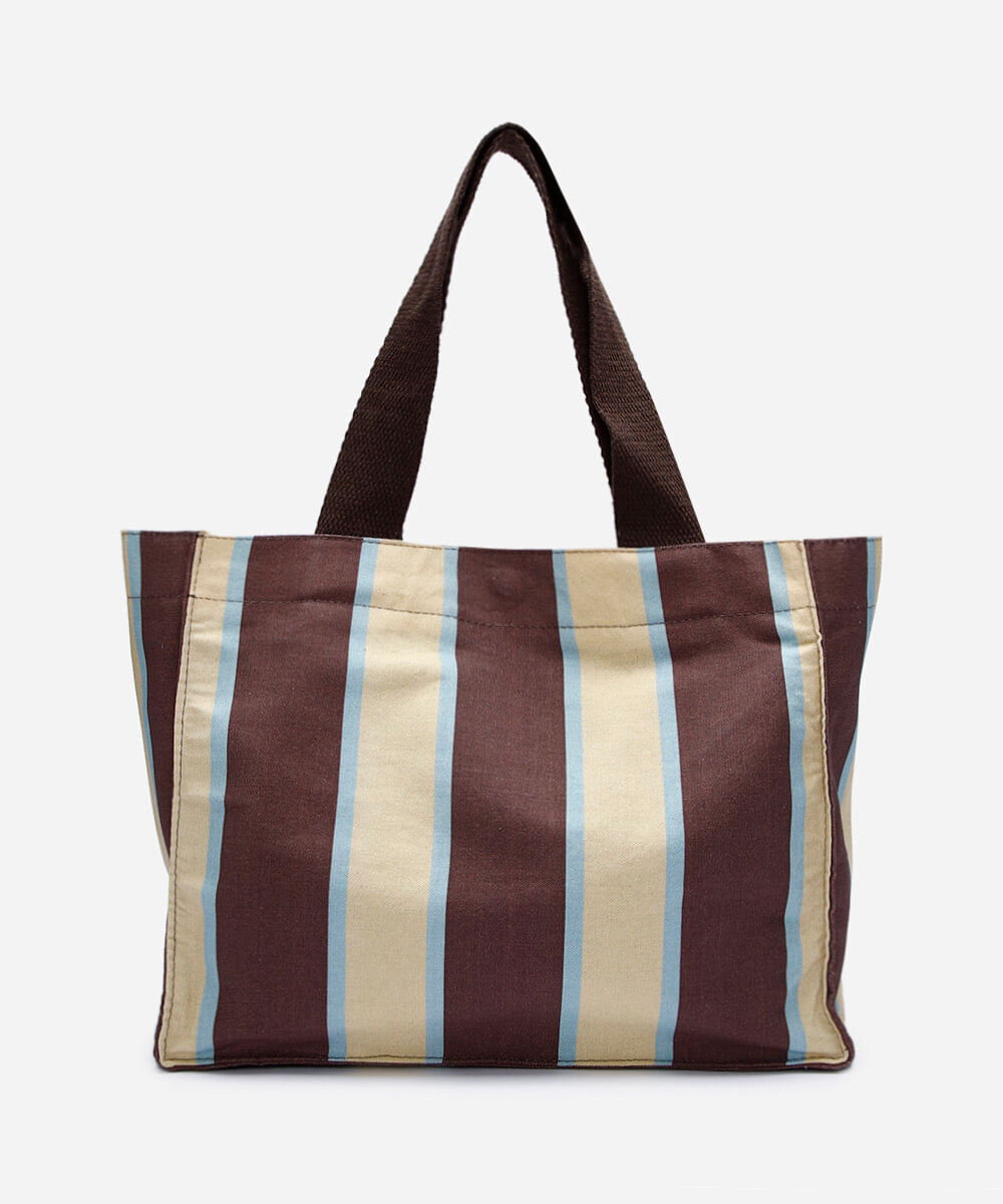 bolsa tote de lona estampada - marrom