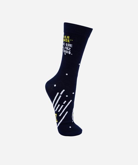 meia masculina cano longo meme estrela cadente azul