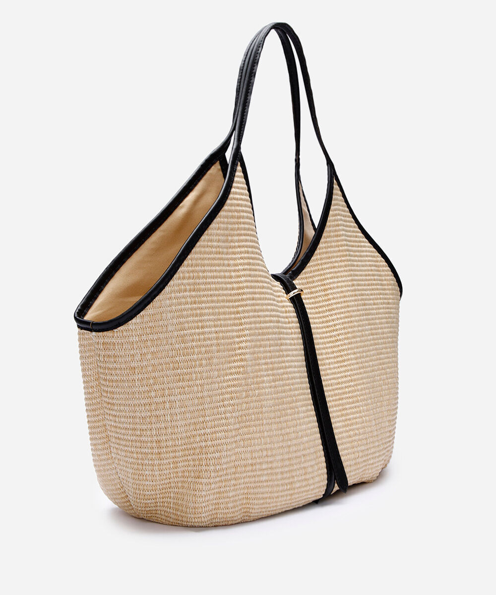 bolsa feminina maxi shopper de palha bege