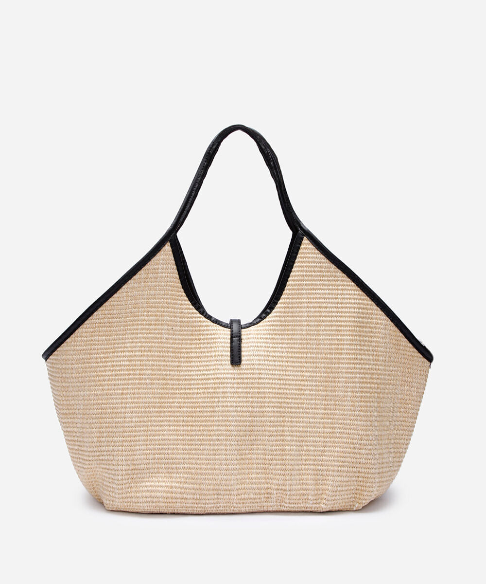 bolsa feminina maxi shopper de palha bege
