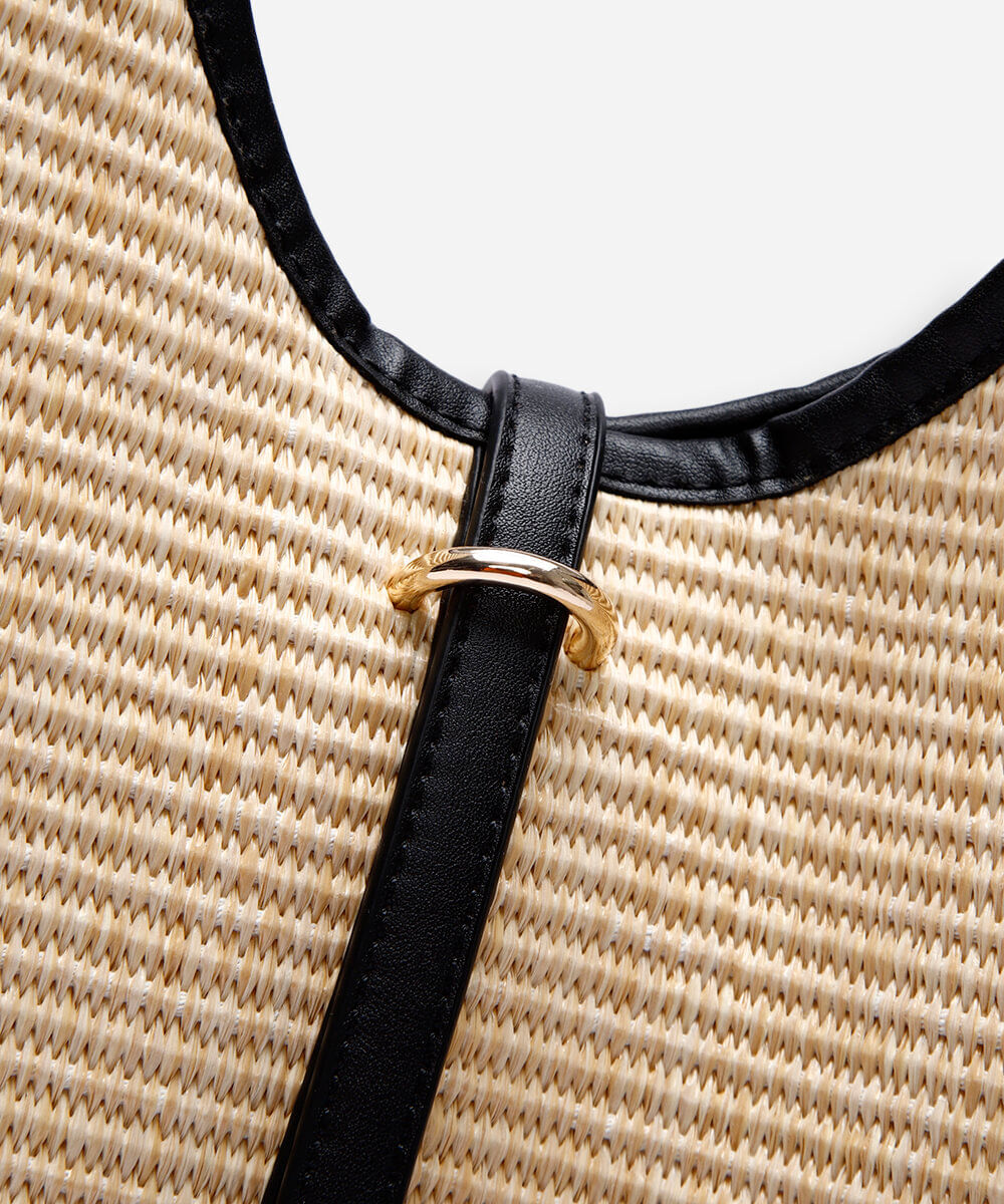 bolsa feminina maxi shopper de palha bege