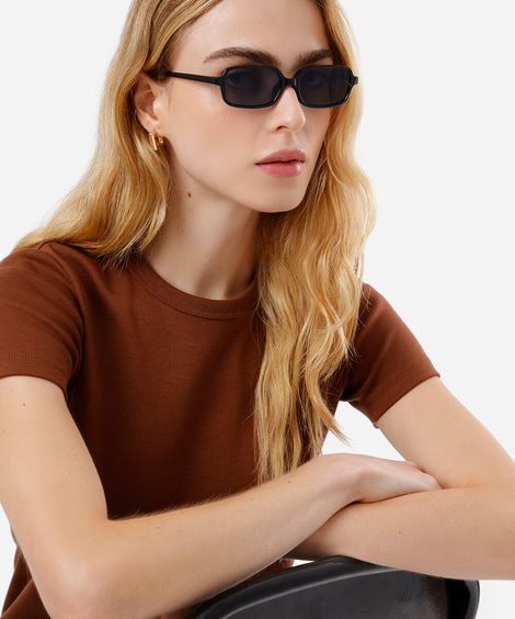 óculos de sol quadrado feminino minimal preto