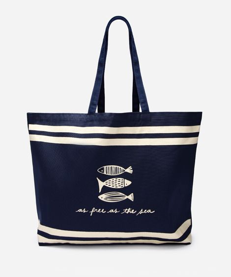 bolsa feminina tote sardinha azul