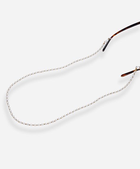 cordão de óculos pérolas dourado