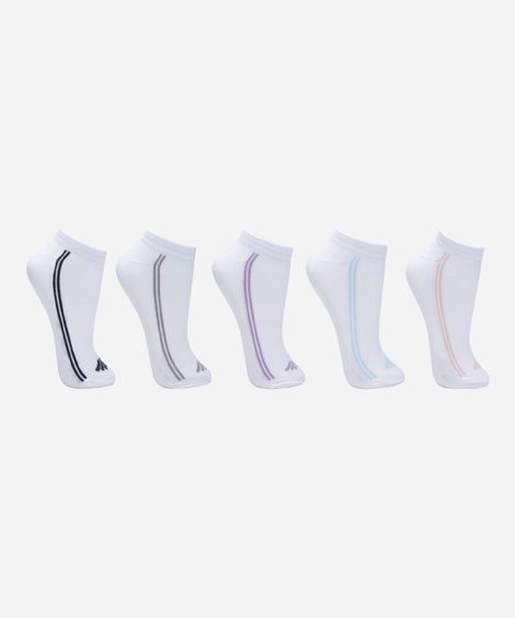 Kit de 5 meias femininas cano baixo colorido