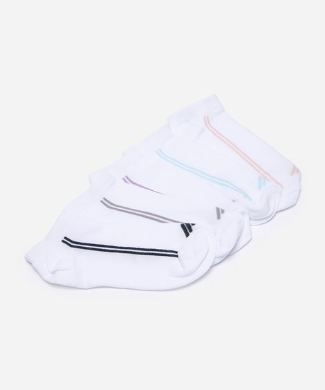 Kit de 5 meias femininas cano baixo colorido
