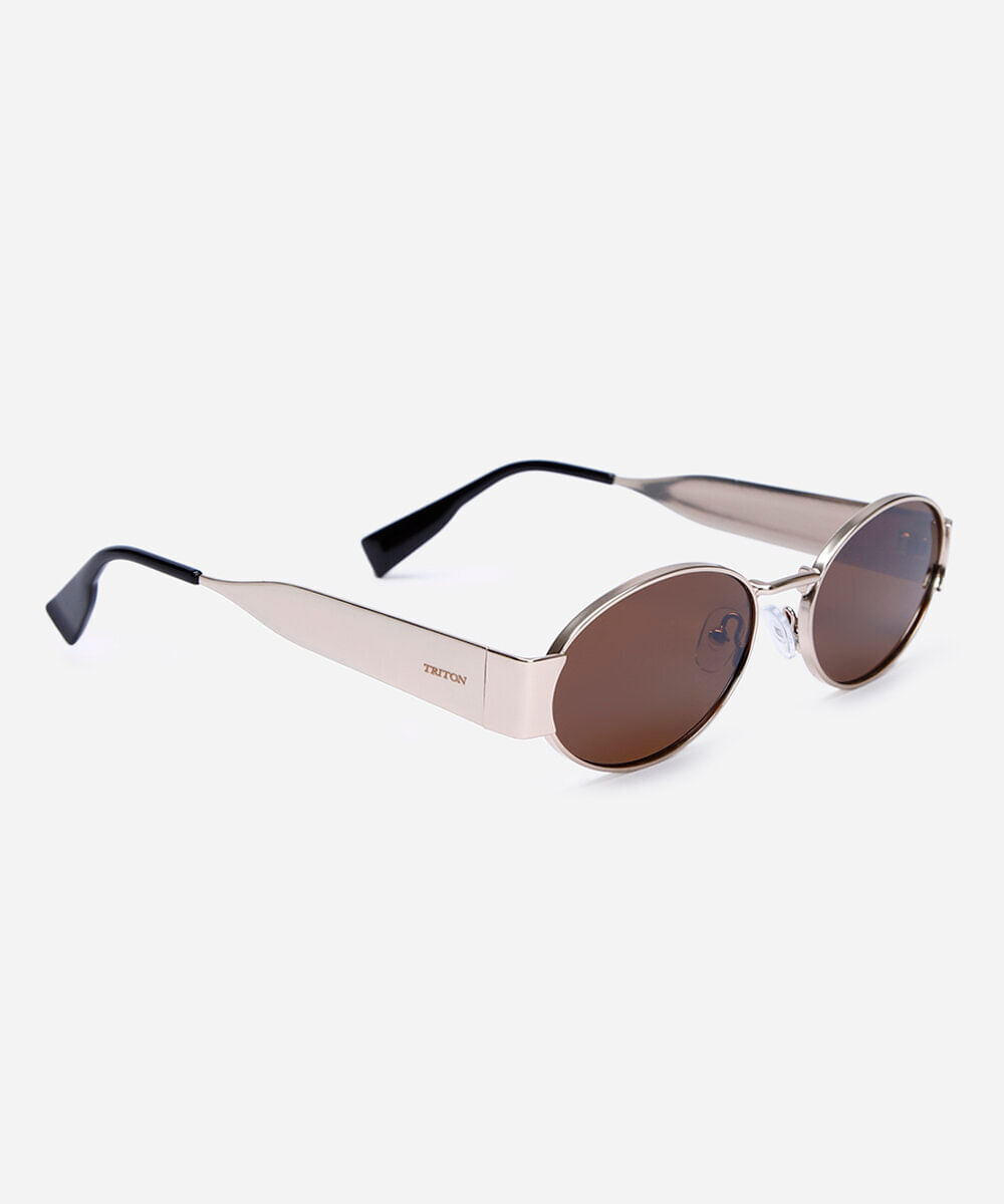 óculos de sol oval triton feminino dourado