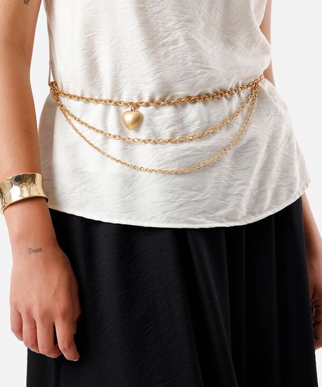 cinto feminino de correntes dourado