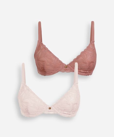 kit de 2 sutiãs meia taça de renda colorido