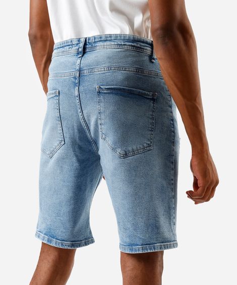 bermuda masculina jeans reta azul