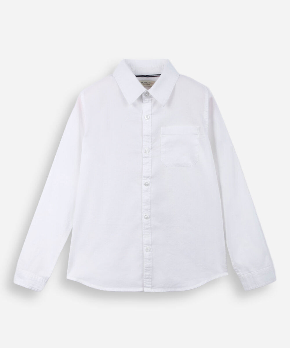 camisa infantil lisa oxford branca