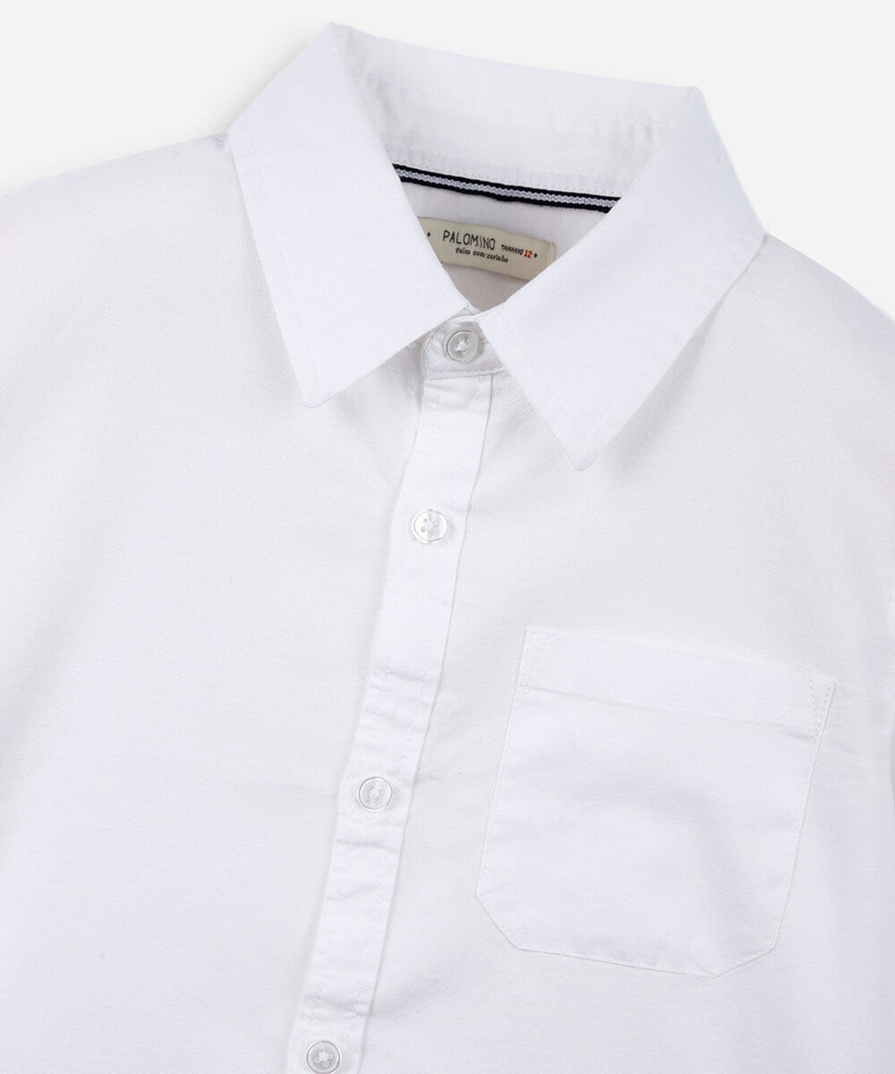 camisa infantil lisa oxford branca