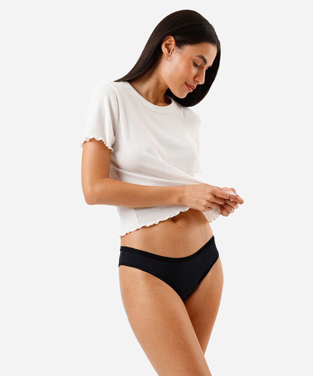calcinha absorvente lavável pantys fluxo menstrual intenso preta