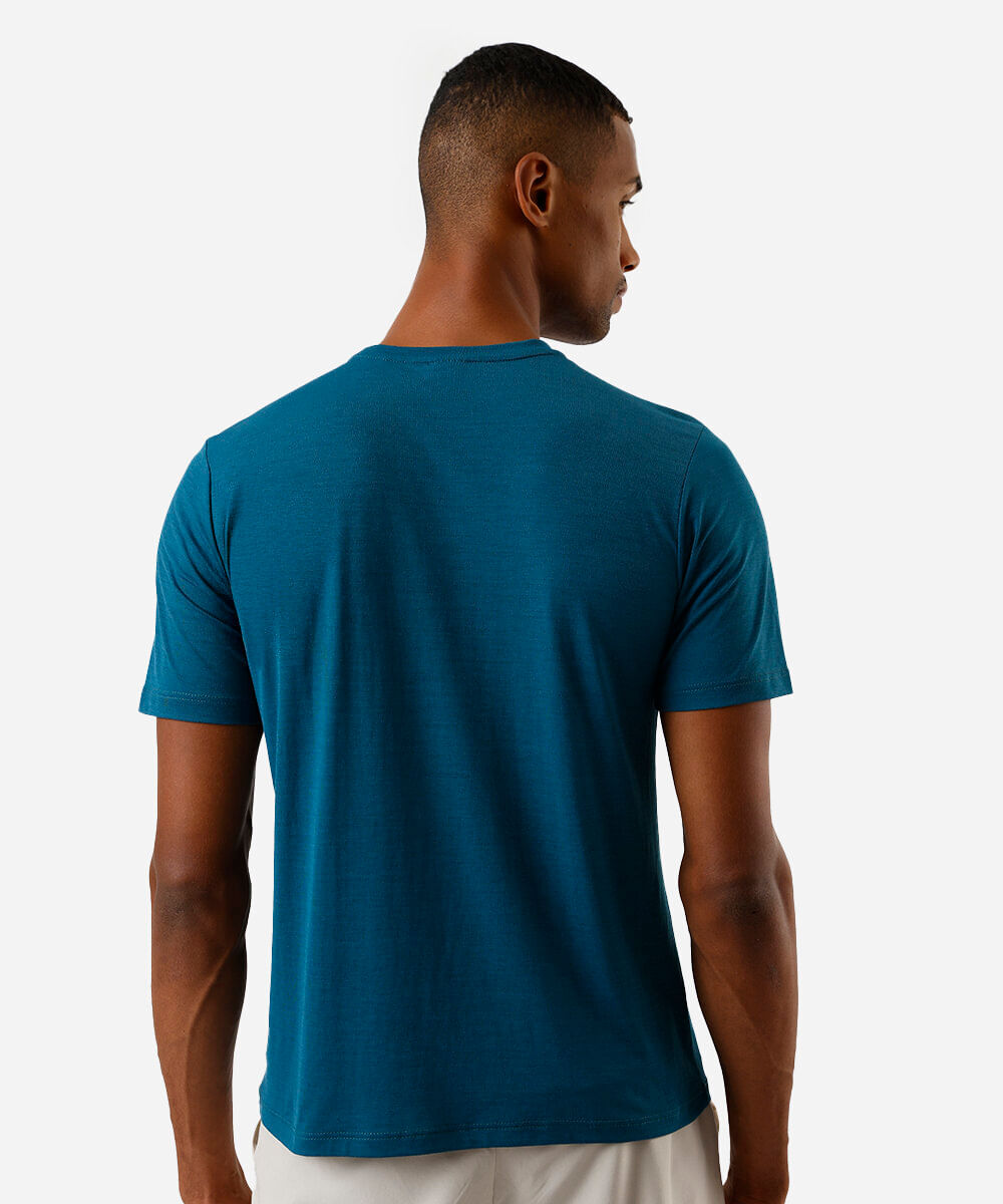 camiseta esportiva masculina de poliamida texturizada azul