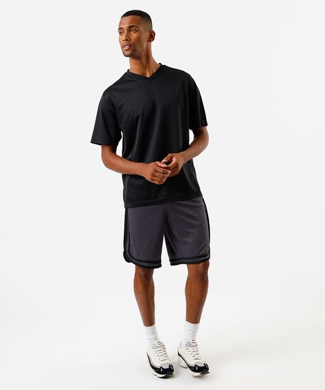 bermuda esportiva basquete masculina texturizada cinza