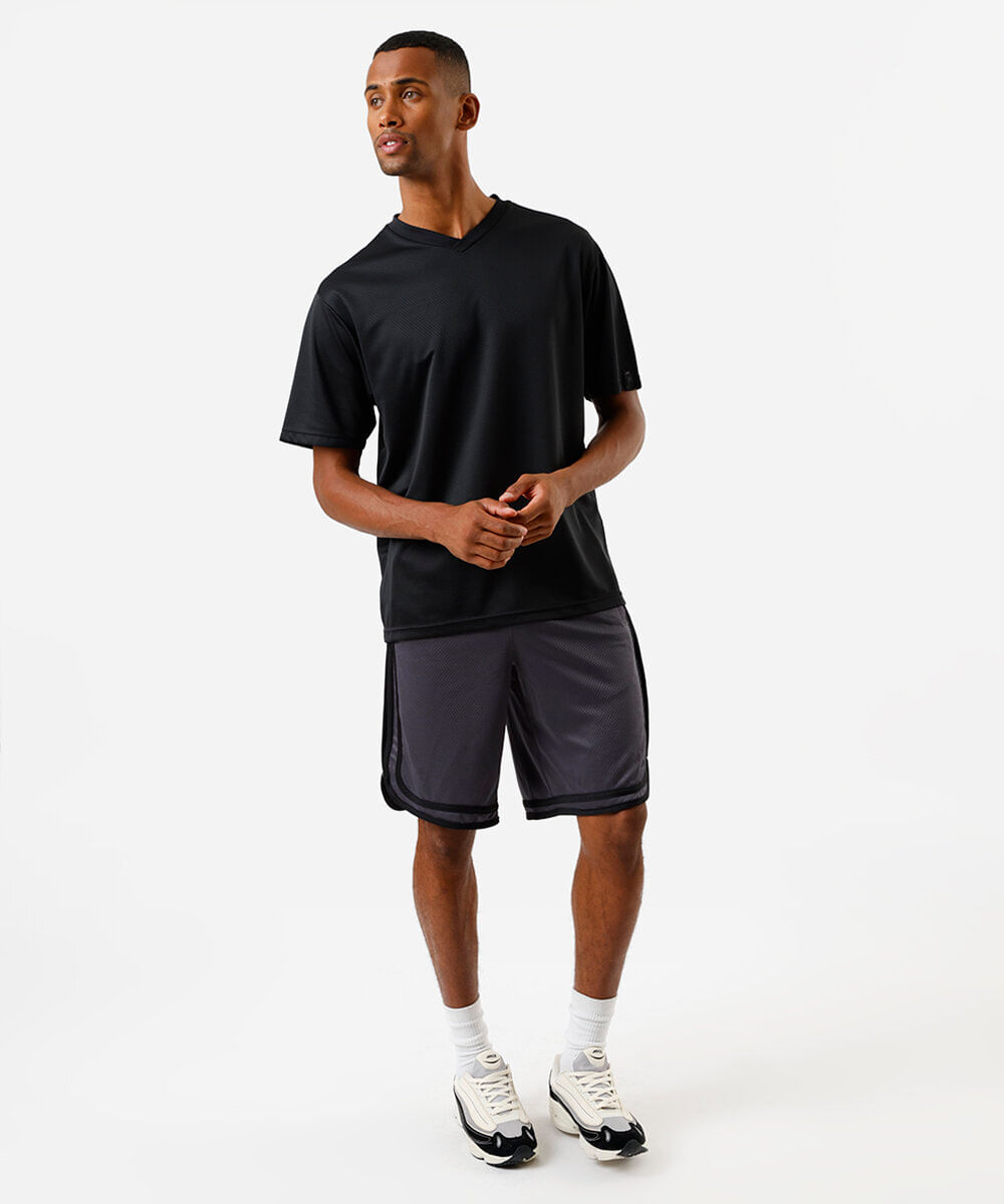 bermuda esportiva basquete masculina texturizada cinza