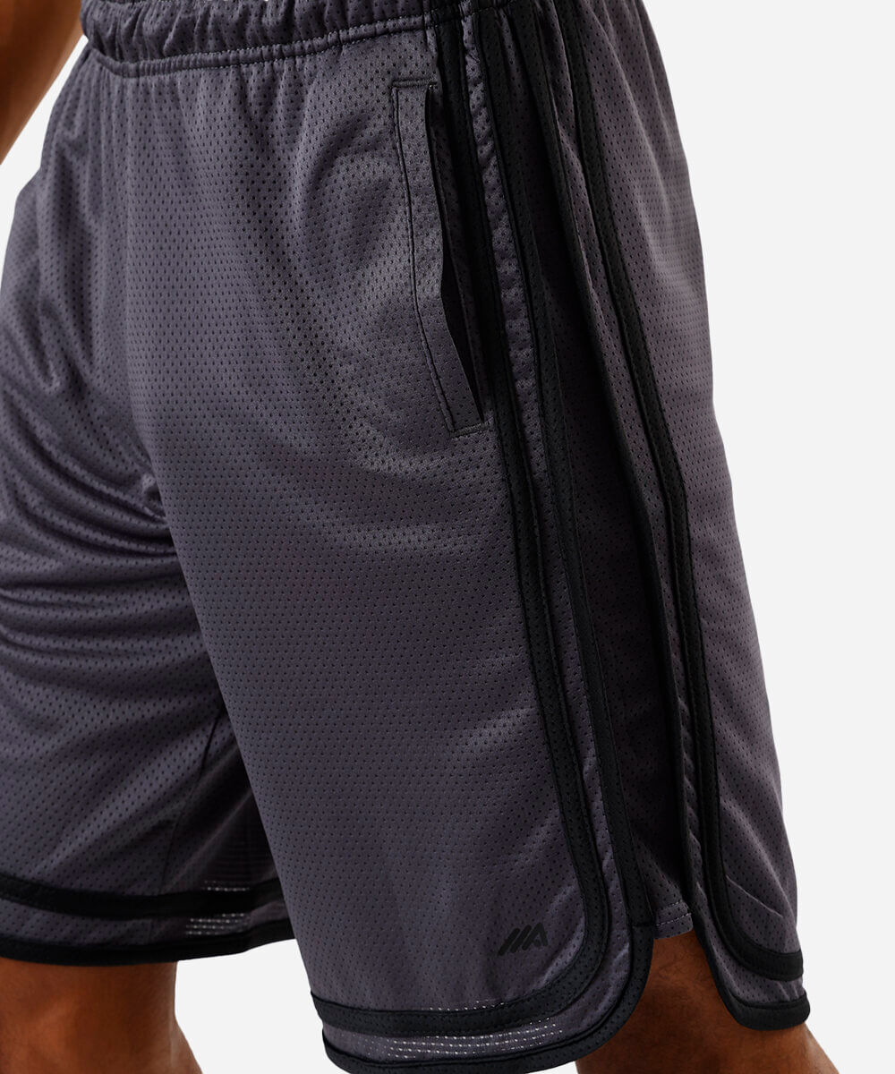 bermuda esportiva basquete masculina texturizada cinza