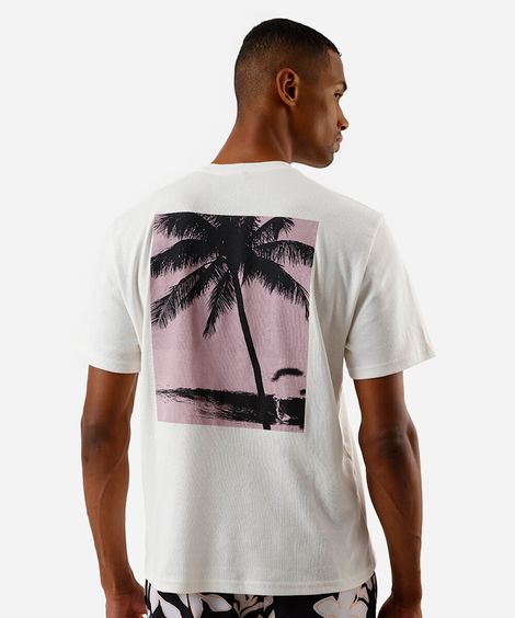 camiseta masculina de algodão photoprint off white