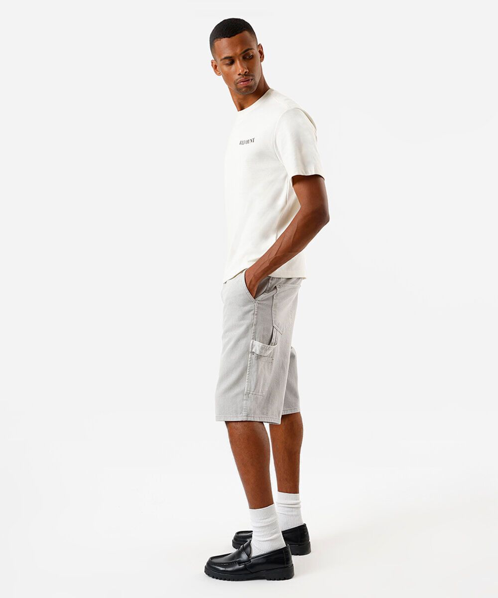 bermuda masculina sarja baggy cinza