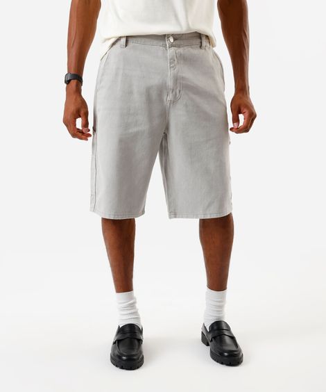 bermuda masculina sarja baggy cinza