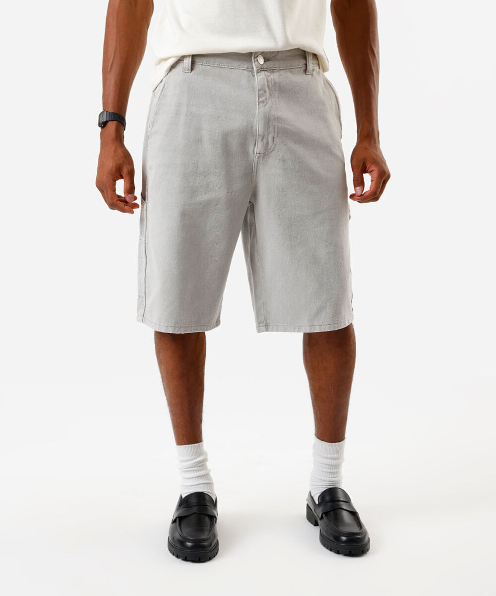 bermuda masculina sarja baggy cinza