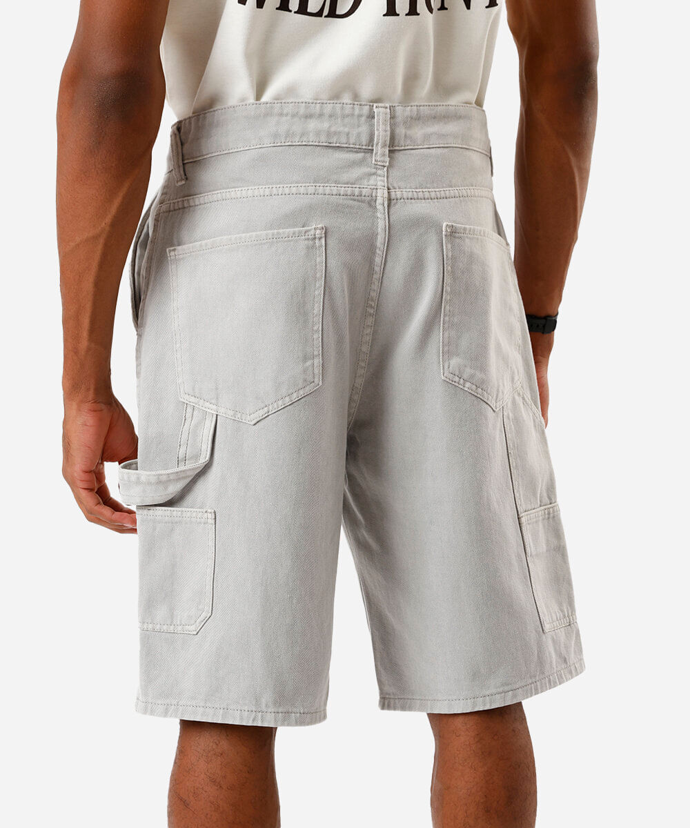bermuda masculina sarja baggy cinza