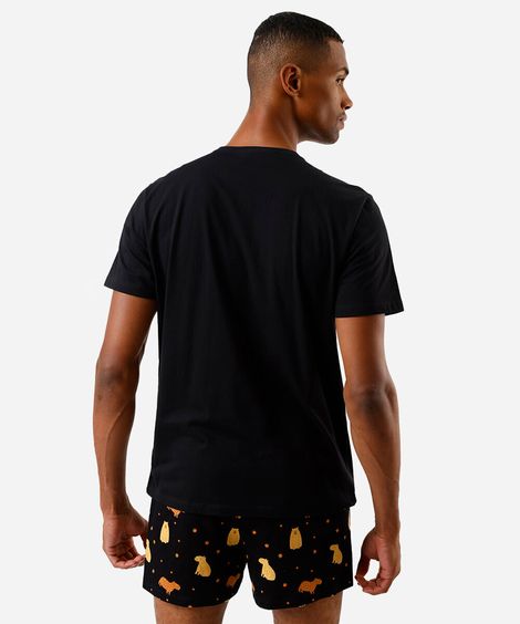 pijama masculino de algodão capivara preto