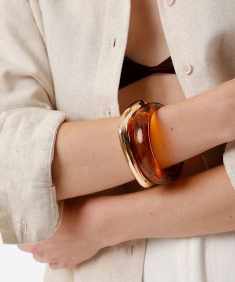 kit de 2 braceletes bangles turtle dourado