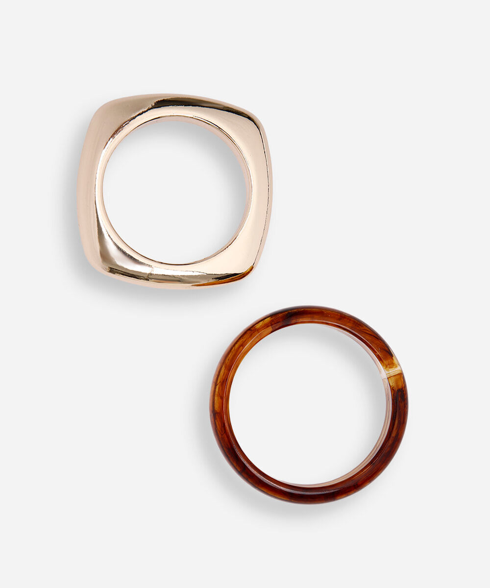 kit de 2 braceletes bangles turtle dourado
