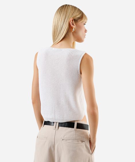 colete cropped feminino de tricot off white