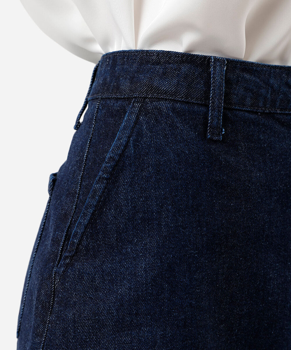 minissaia evasê feminina jeans azul