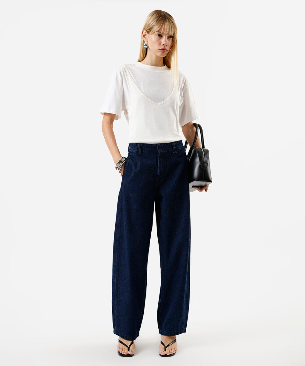 calça baggy feminina jeans azul