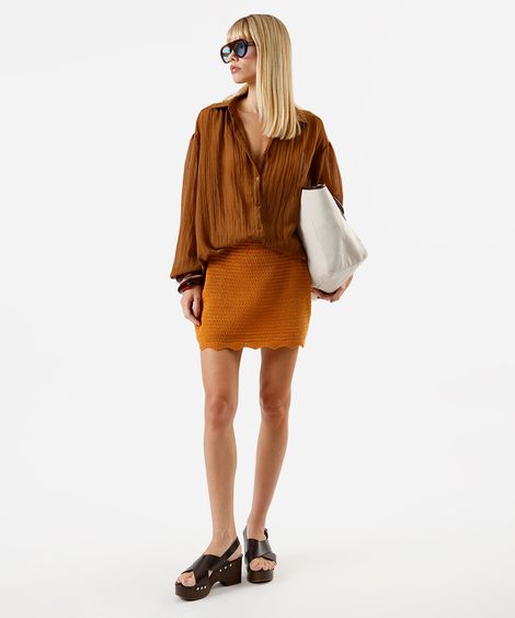 minissaia feminina de tricot amarela