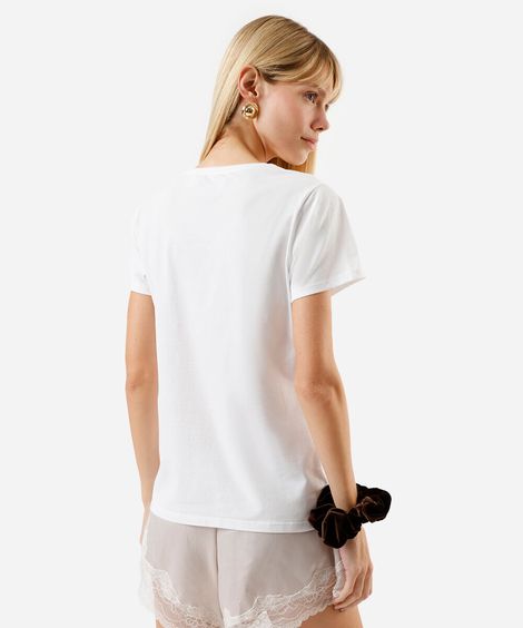 camiseta feminina de algodão hello kitty off white