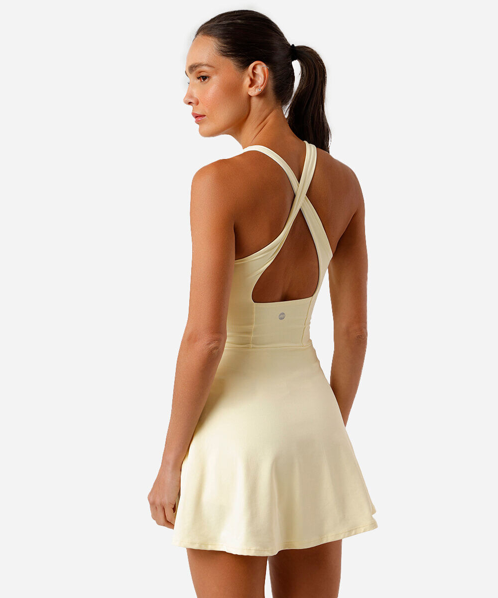 vestido feminino costas transpassada amarelo