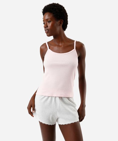 short de pijama feminino avulso com renda canelado cinza