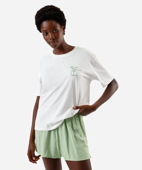 pijama short doll feminino vichy drink verde