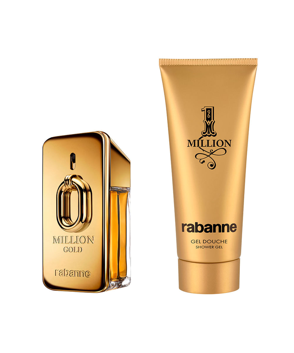 kit perfume masculino rabanne million gold eau de parfum intense 50ml e gel de banho 100ml