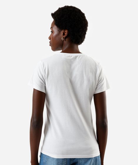 camiseta feminina stitch family off white